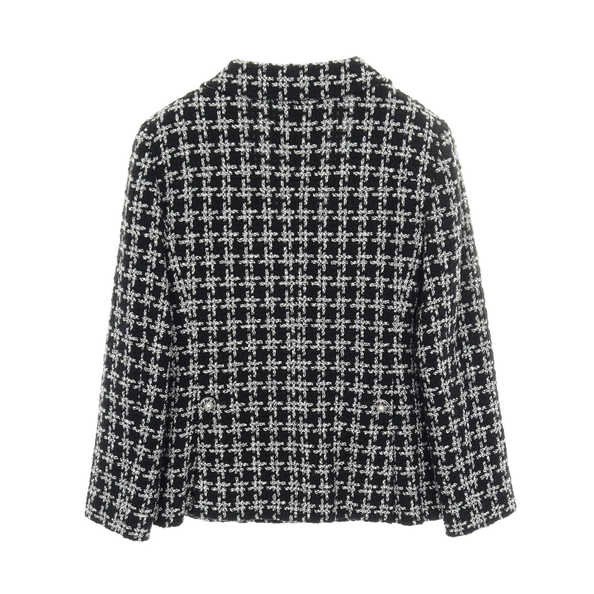 ツイード ジャケット コットン シルク ブラック ホワイト シャネル アウター CHANEL