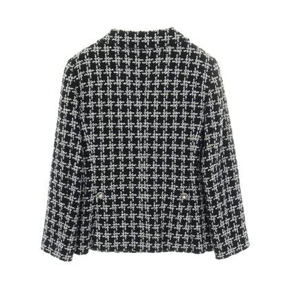 ツイード ジャケット コットン シルク ブラック ホワイト シャネル アウター CHANEL