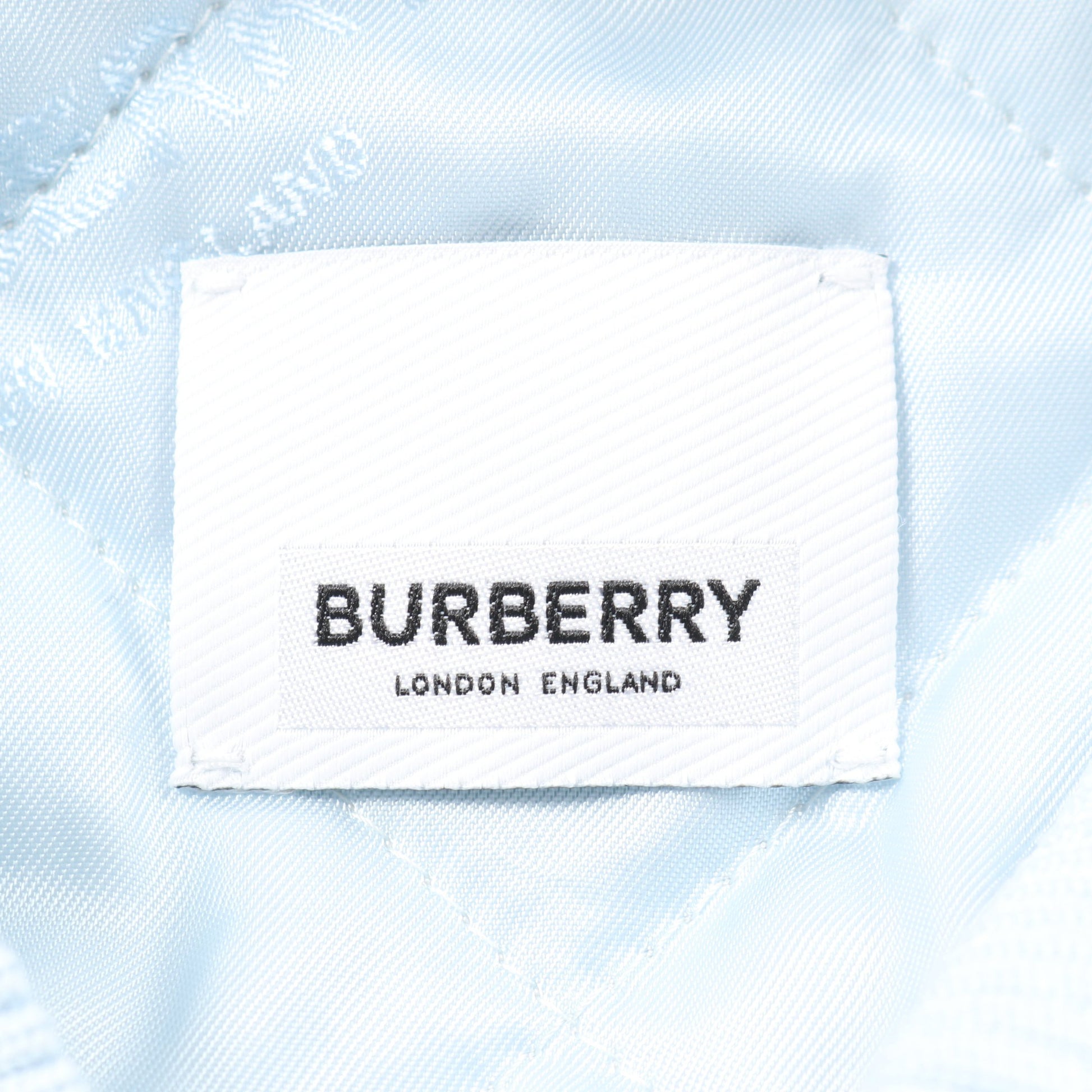 ボンバージャケット ロゴ刺繍 ナイロン レザー ライトブルー ホワイト 切替 バーバリー アウター BURBERRY