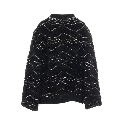 ココマーク ボアジャケット ブルゾン アルパカ ブラック ホワイト シルバー シャネル アウター CHANEL