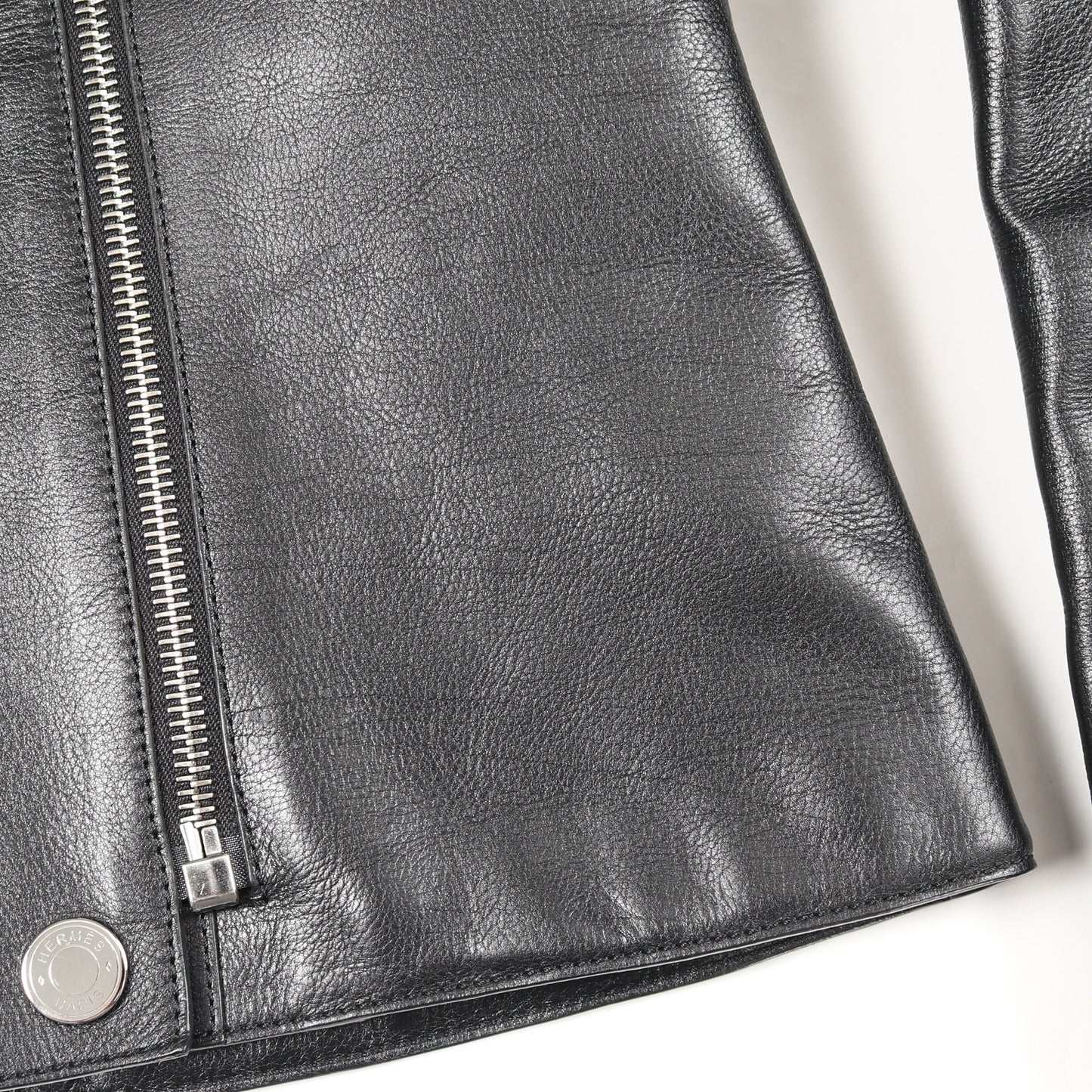 ジップアップ レザージャケット ライダースジャケット カーフレザー ブラック エルメス アウター HERMES
