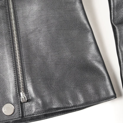 ジップアップ レザージャケット ライダースジャケット カーフレザー ブラック エルメス アウター HERMES