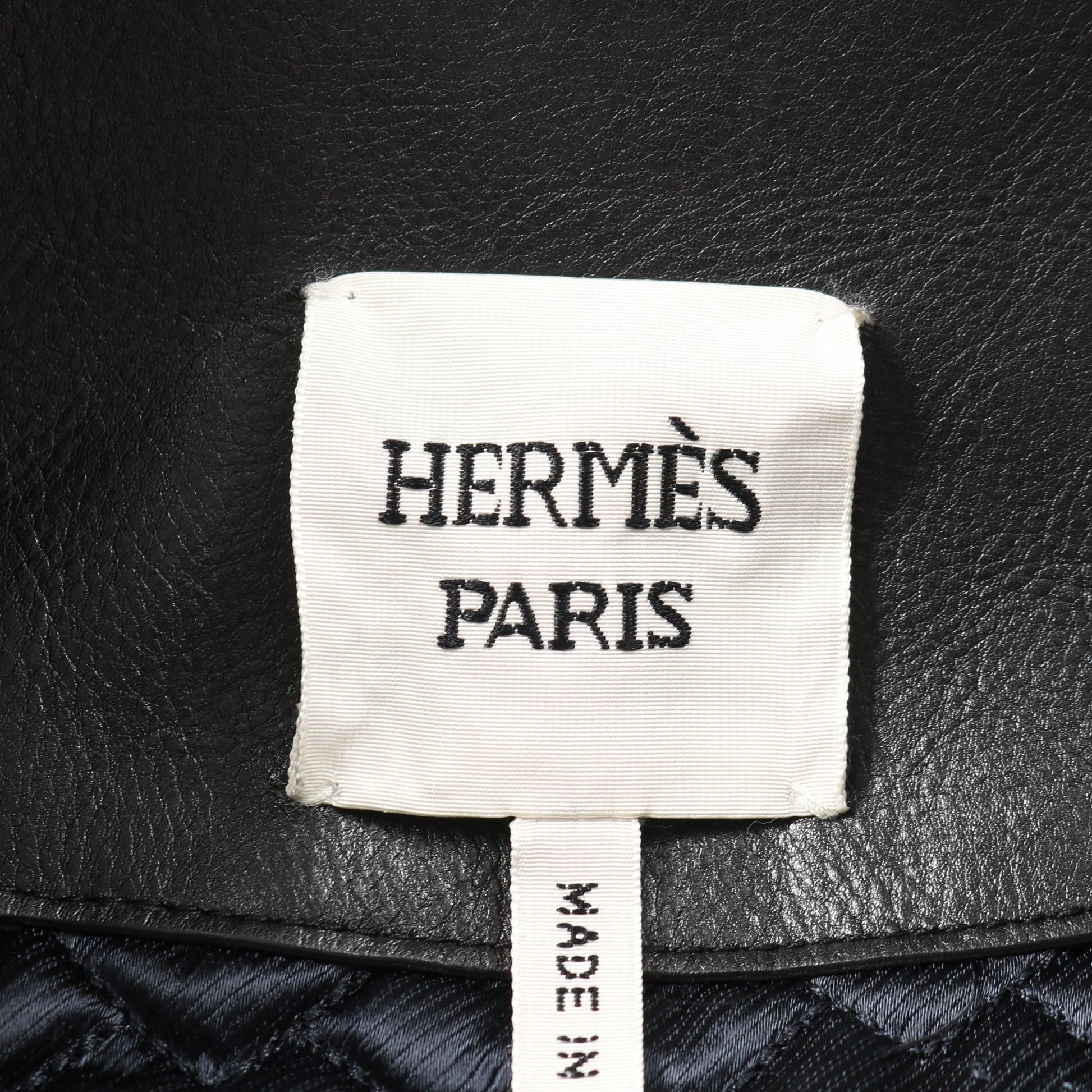ジップアップ レザージャケット ライダースジャケット カーフレザー ブラック エルメス アウター HERMES