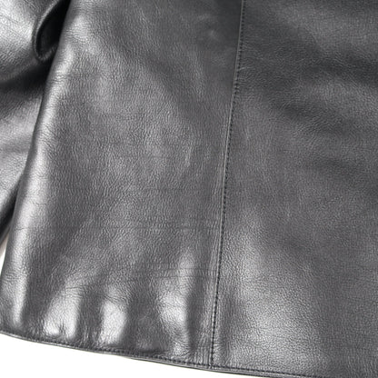 ジップアップ レザージャケット ライダースジャケット カーフレザー ブラック エルメス アウター HERMES