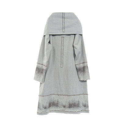 コート ノーカラー コットン ポリエスエル グレー フリンジ ハート アウター HaaT