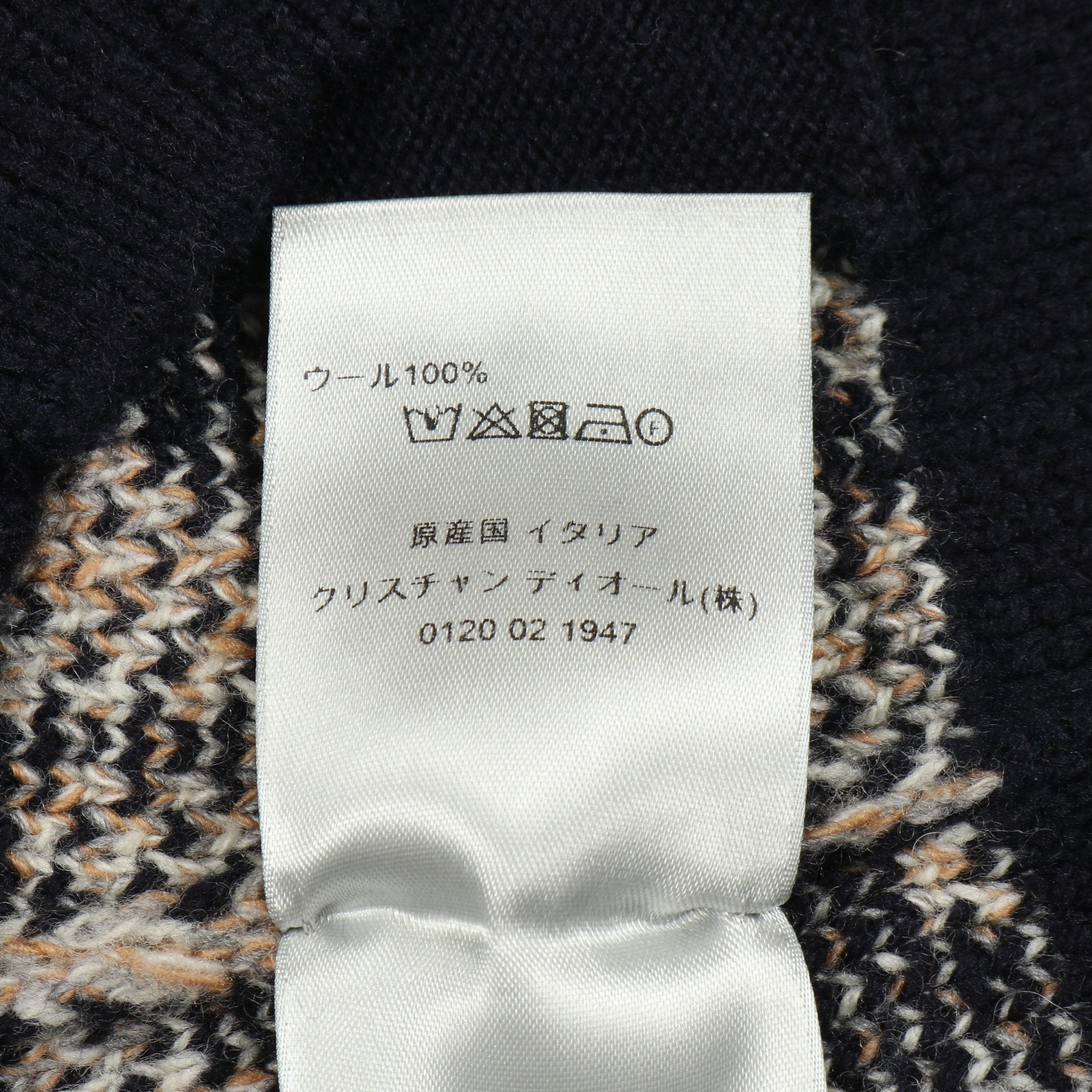 オブリーク総柄 カーディガン ウール ネイビー マルチカラー