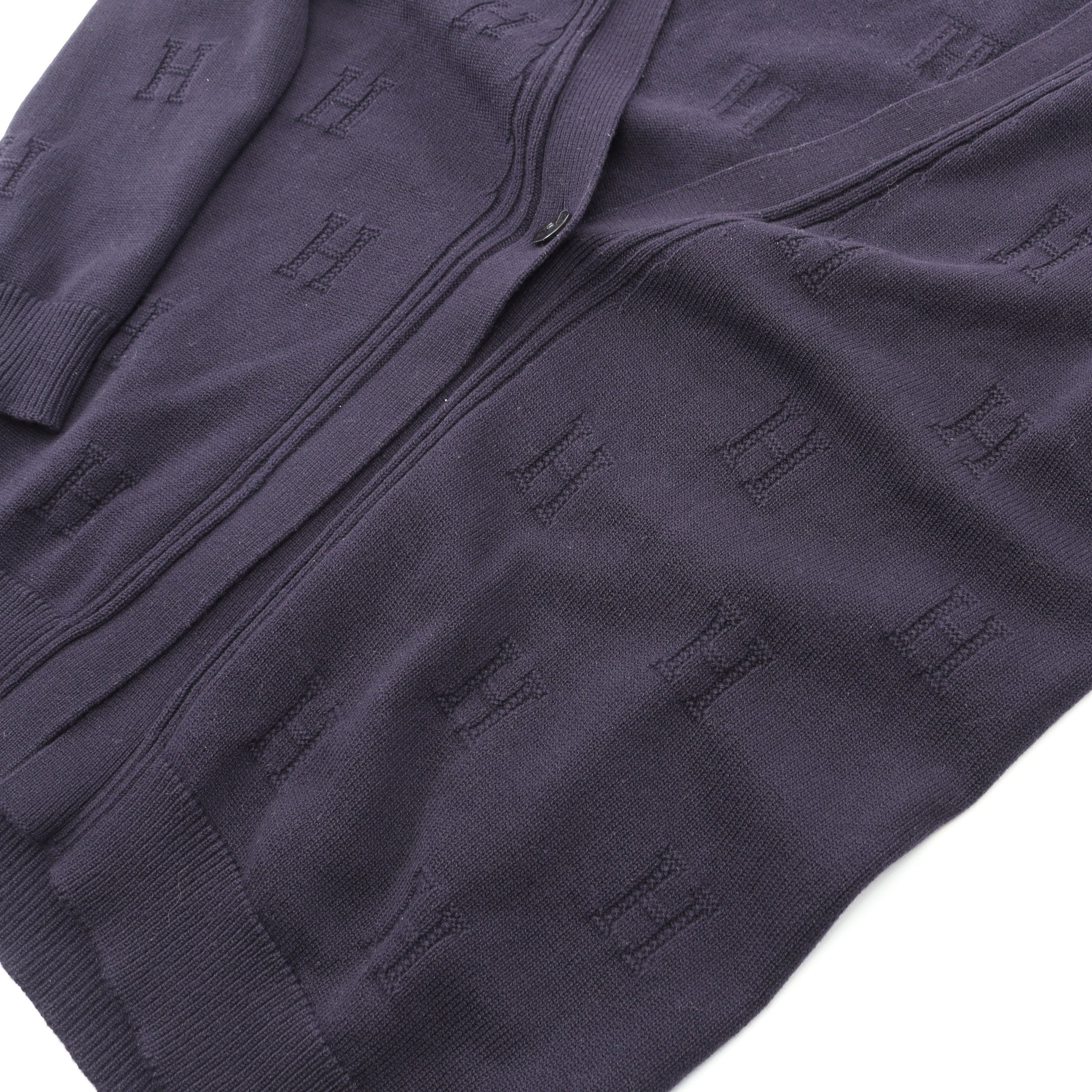 Hロゴ カーディガン Vネック ウール ネイビー エルメス – RECLO