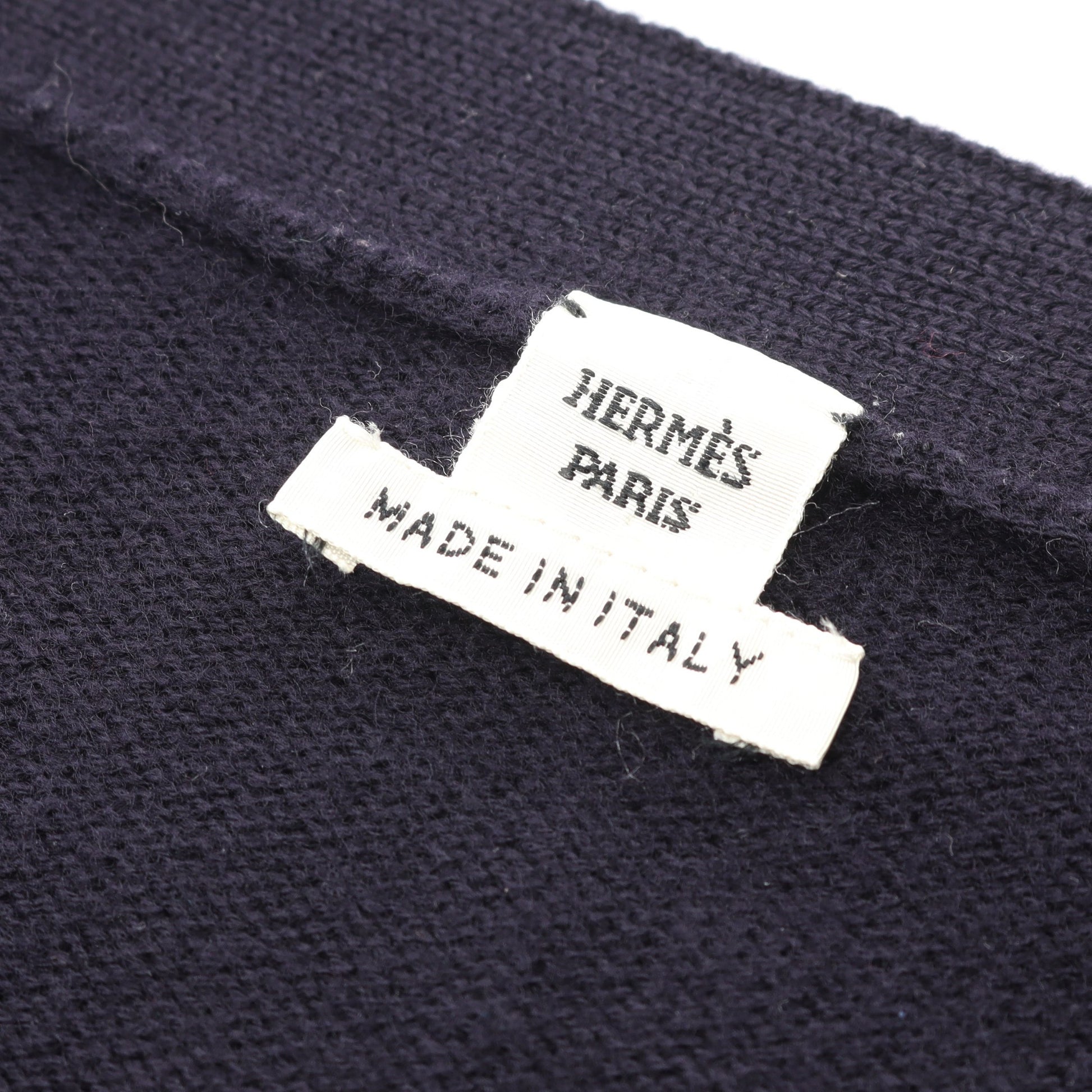 Hロゴ カーディガン Vネック ウール ネイビー エルメス トップス HERMES