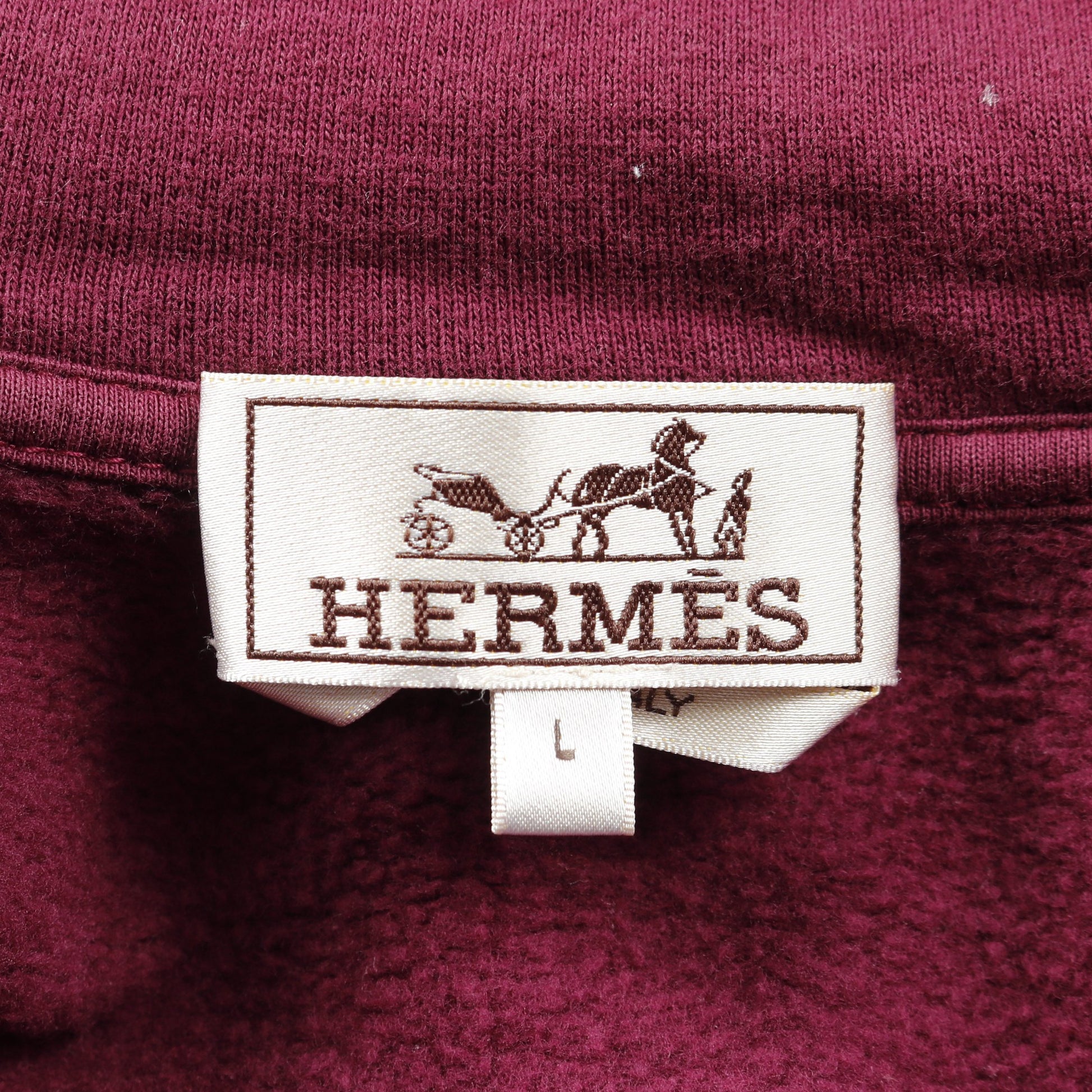ジップアップパーカー コットン ナイロン ボルドー ブラック ホワイト エルメス トップス HERMES