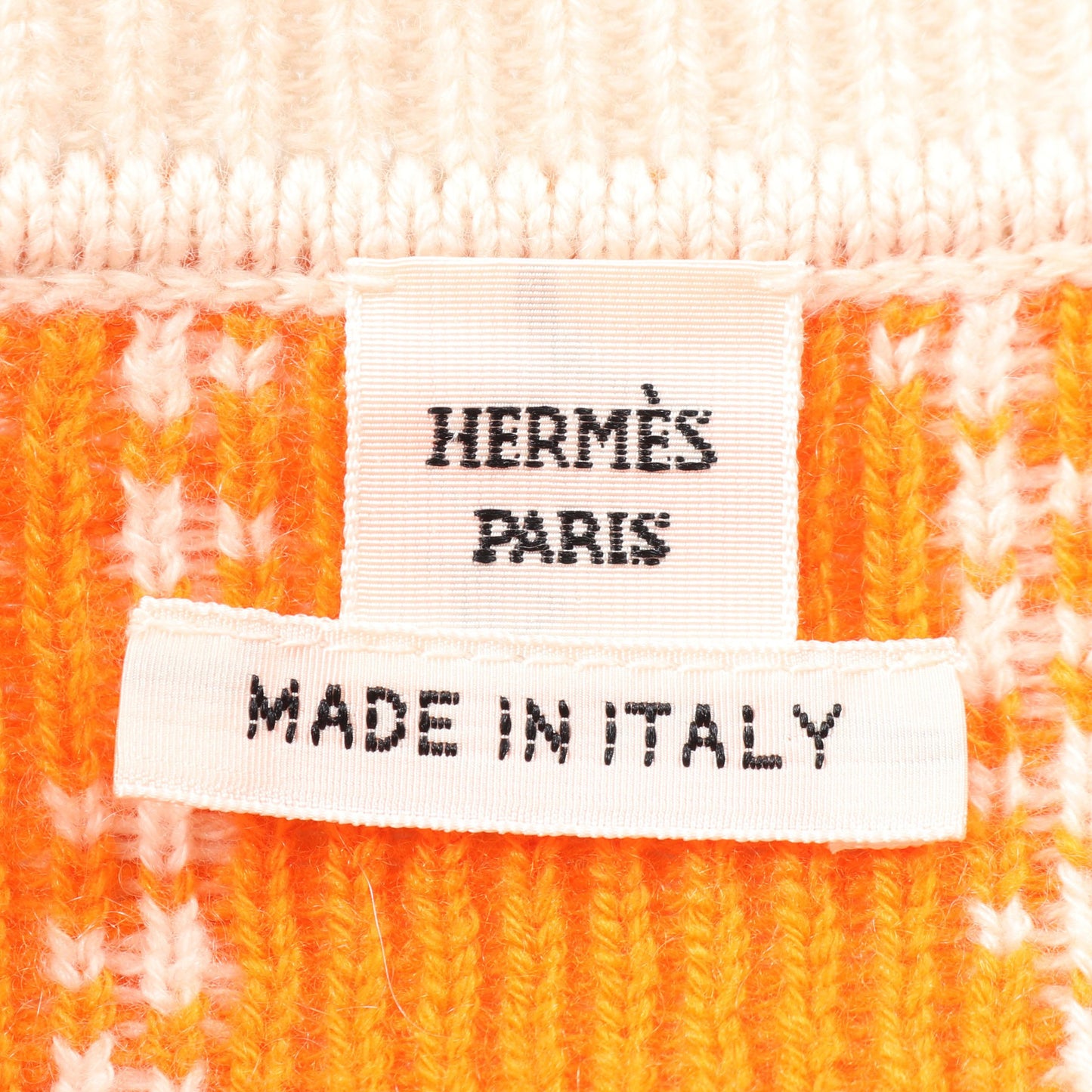 Brides de Gala カーディガン Vネック カシミヤ コットン アイボリー オレンジ エルメス トップス HERMES