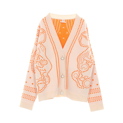 Brides de Gala カーディガン Vネック カシミヤ コットン アイボリー オレンジ エルメス トップス HERMES