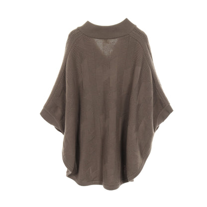 ニット ケープ ポンチョ H柄 ウール ブラウン エルメス アウター HERMES