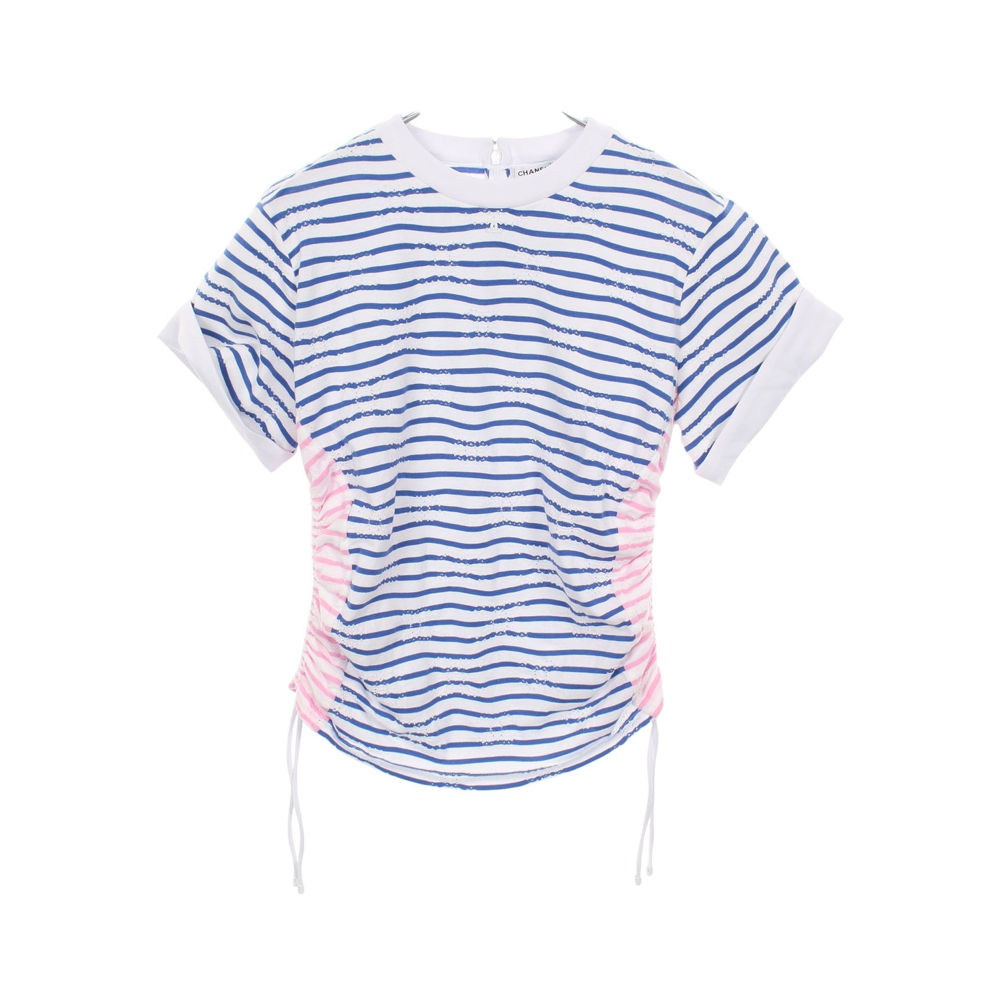 ココマーク 半袖Tシャツ ボーダー コットン ホワイト ブルー ピンク シャネル トップス CHANEL