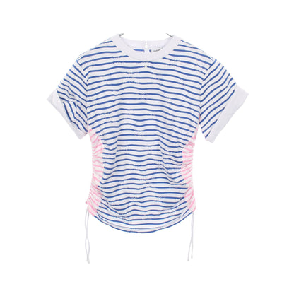 ココマーク 半袖Tシャツ ボーダー コットン ホワイト ブルー ピンク シャネル トップス CHANEL