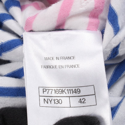 ココマーク 半袖Tシャツ ボーダー コットン ホワイト ブルー ピンク シャネル トップス CHANEL