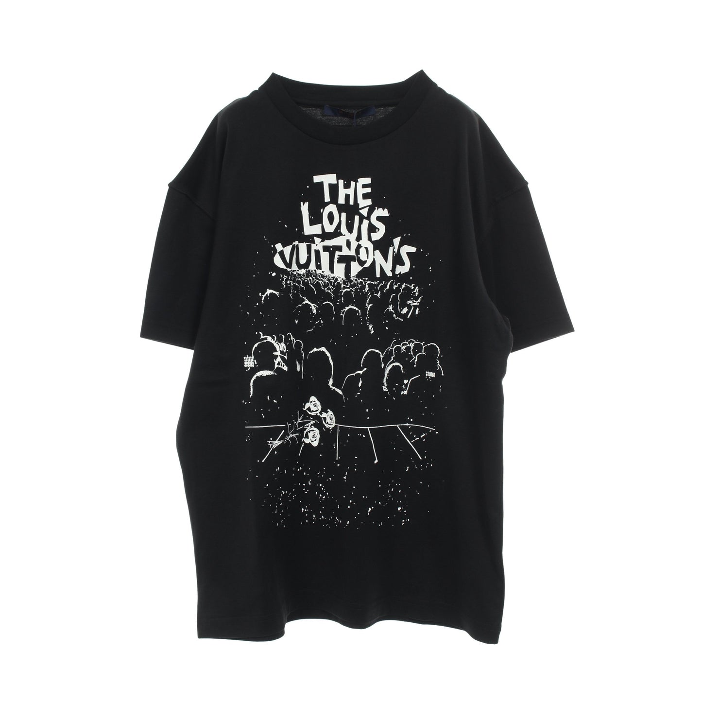 LVコンサート プリント Tシャツ クルーネック 半袖 コットン ブラック ホワイト ルイヴィトン トップス LOUIS VUITTON