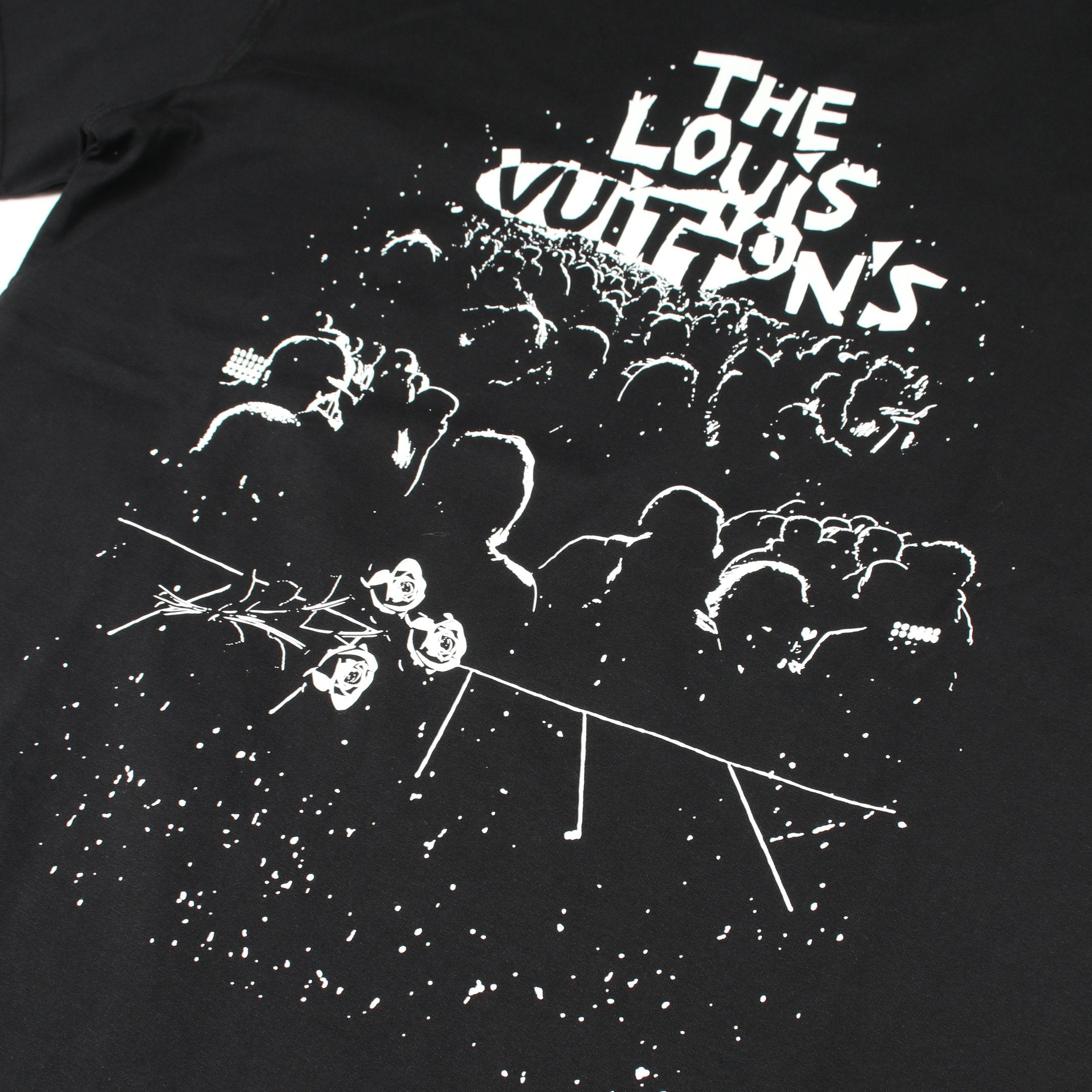 LVコンサート プリント Tシャツ クルーネック 半袖 コットン ブラック