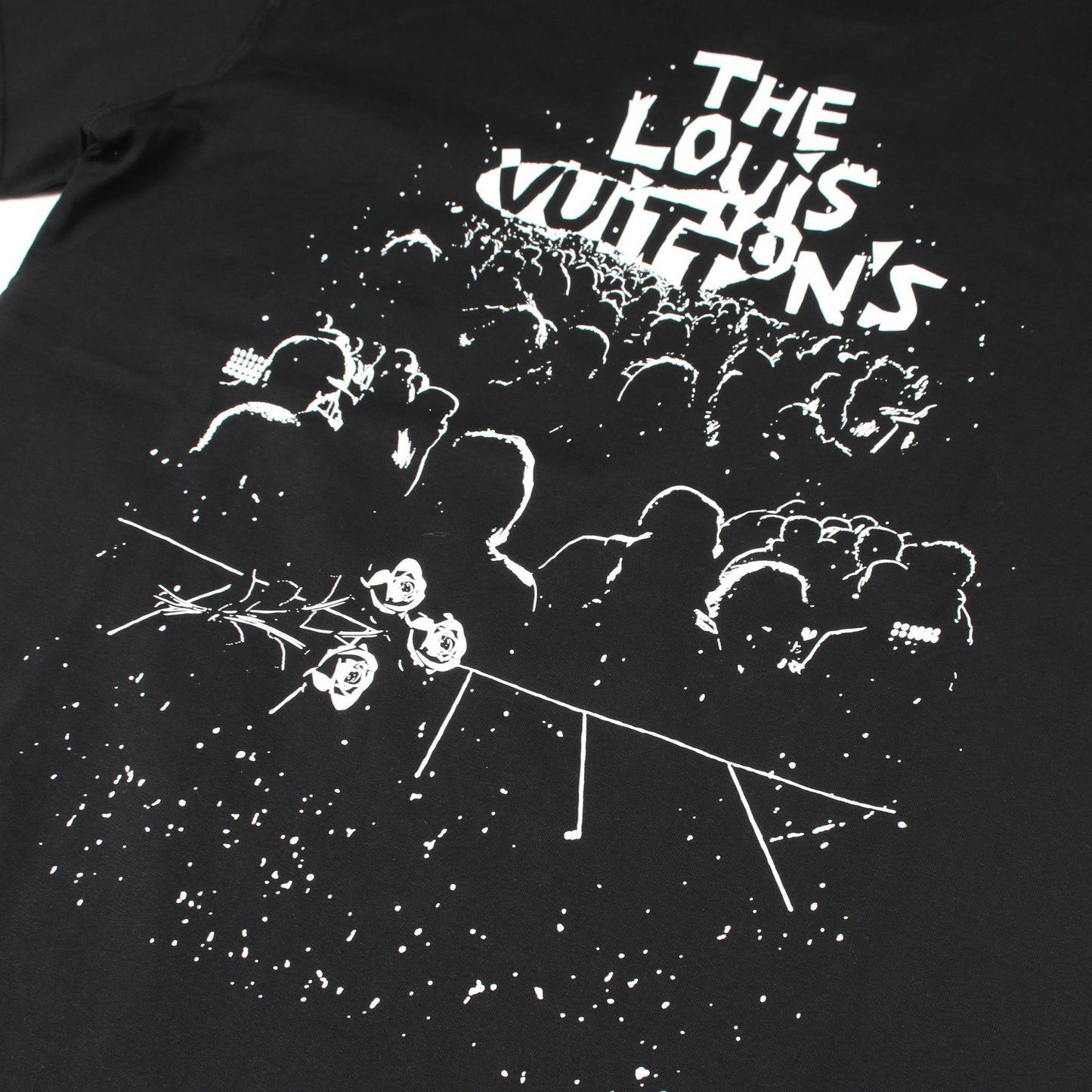 LVコンサート プリント Tシャツ クルーネック 半袖 コットン ブラック ホワイト ルイヴィトン トップス LOUIS VUITTON