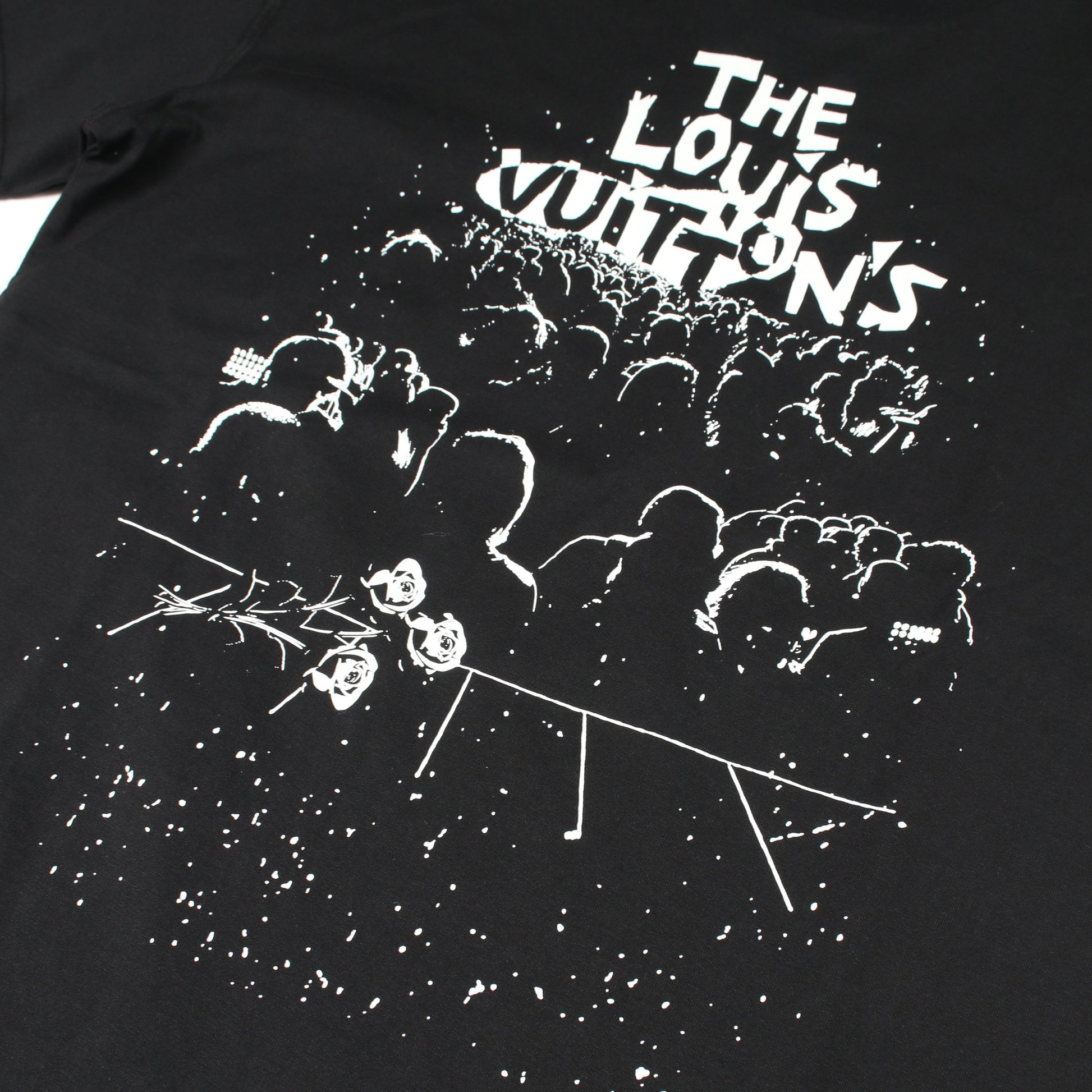 LVコンサート プリント Tシャツ クルーネック 半袖 コットン ブラック ホワイト ルイヴィトン トップス LOUIS VUITTON