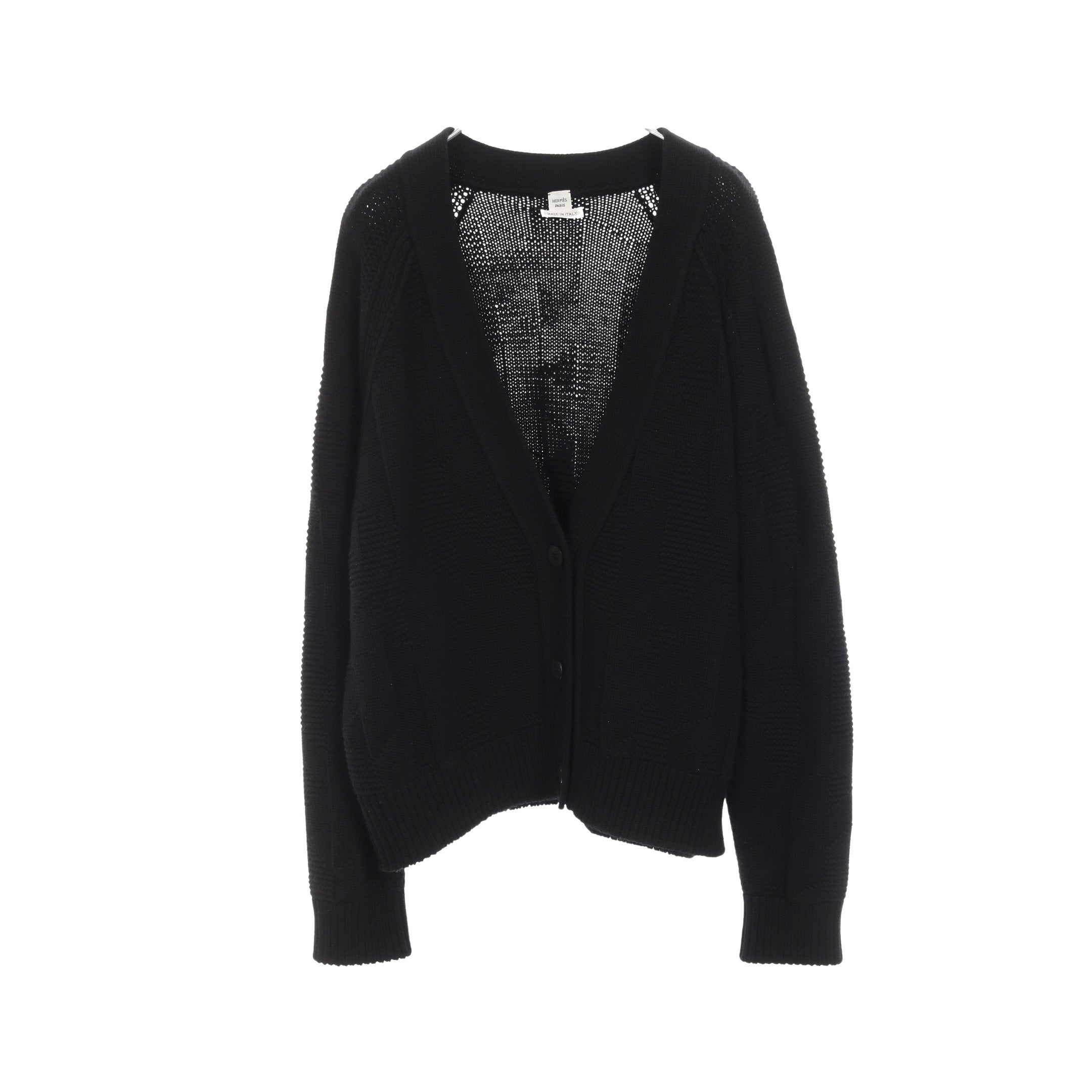 HERMES エルメス 襟付き ウールカーディガン HERMES エルメス 襟付き ウールカーディガン L ブラウン イエロー