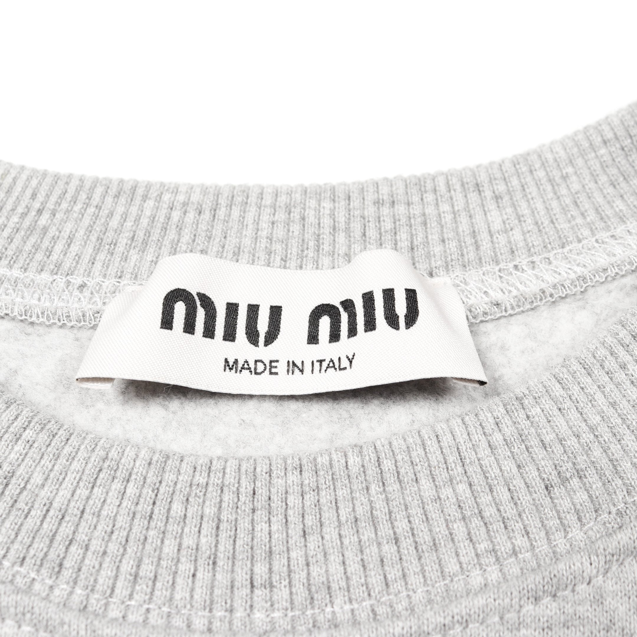 スウェットシャツ 半袖 ロゴ コットン グレー ミュウミュウ – RECLO