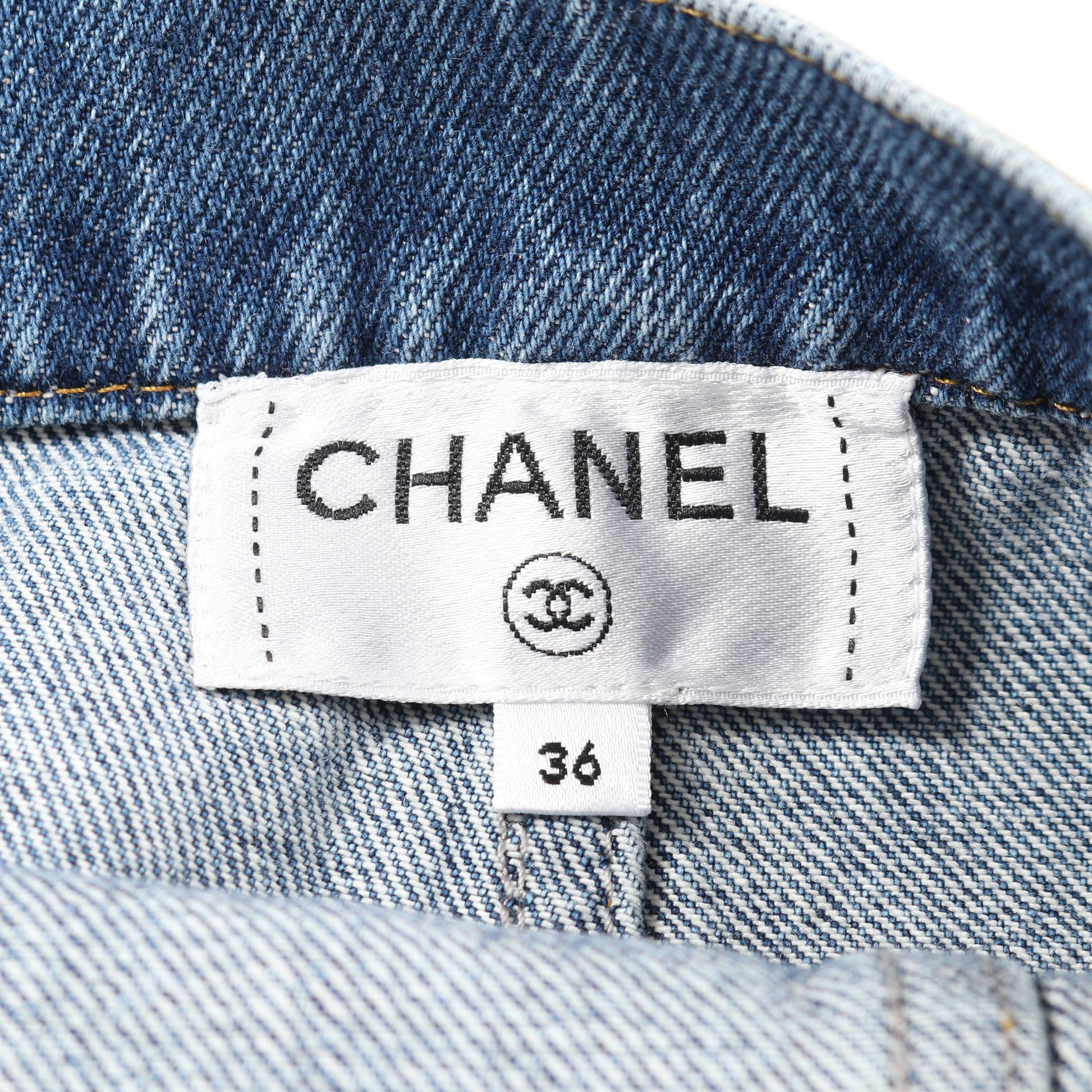 ココマークボタン デニムスカート コットン ブルー シャネル ボトムス CHANEL