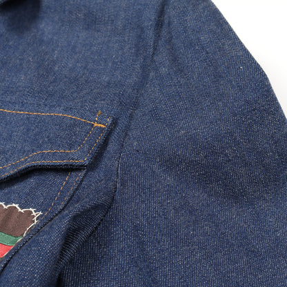 デニム シャツワンピース ロゴパッチ コットン ネイビー グッチ ワンピース GUCCI