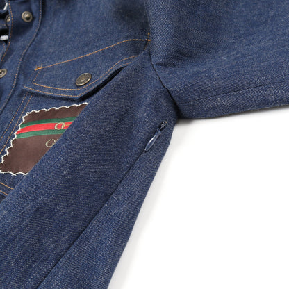 デニム シャツワンピース ロゴパッチ コットン ネイビー グッチ ワンピース GUCCI