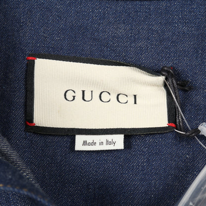 デニム シャツワンピース ロゴパッチ コットン ネイビー グッチ ワンピース GUCCI