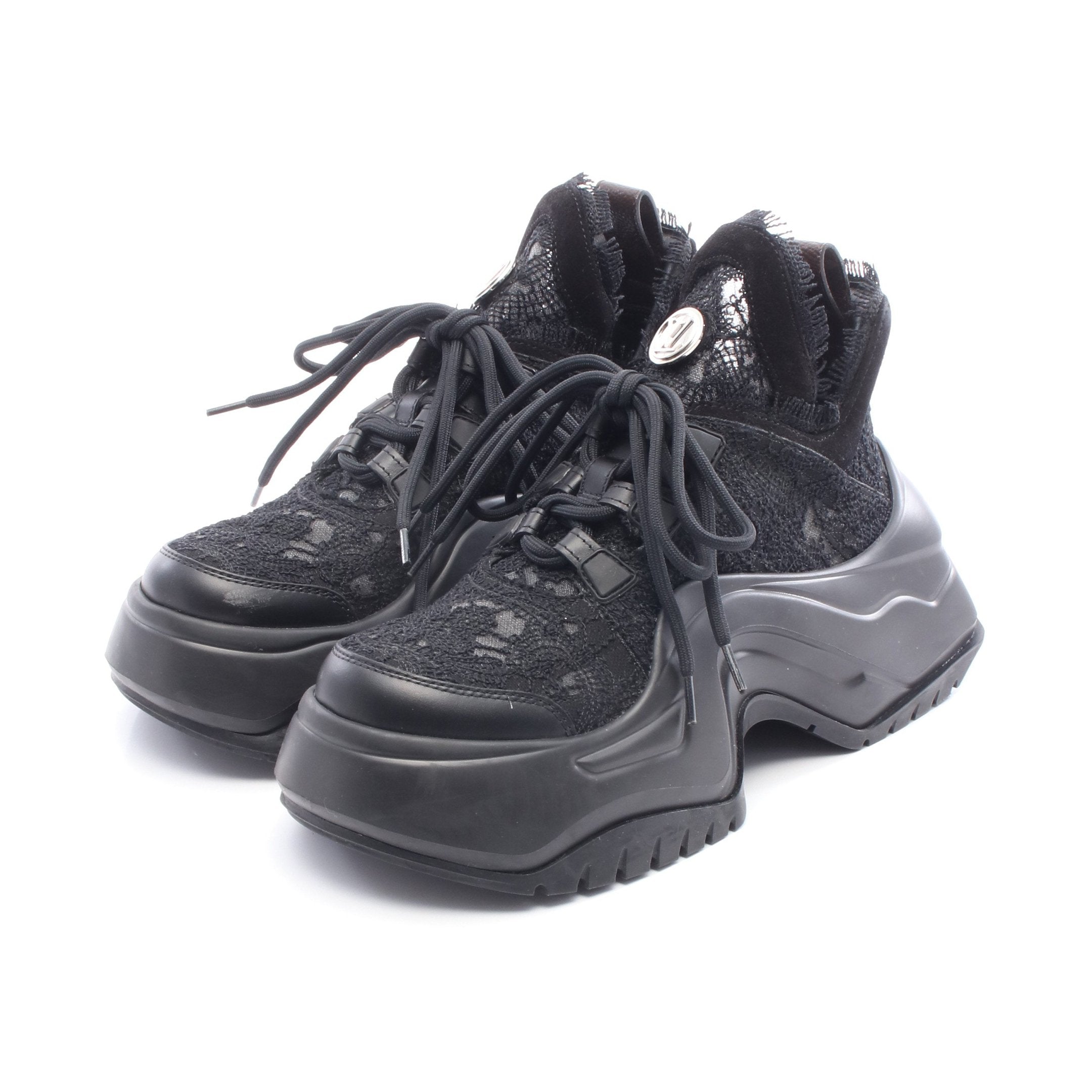 LVアークライト2.0ライン スニーカー レース スエード PVC ブラック