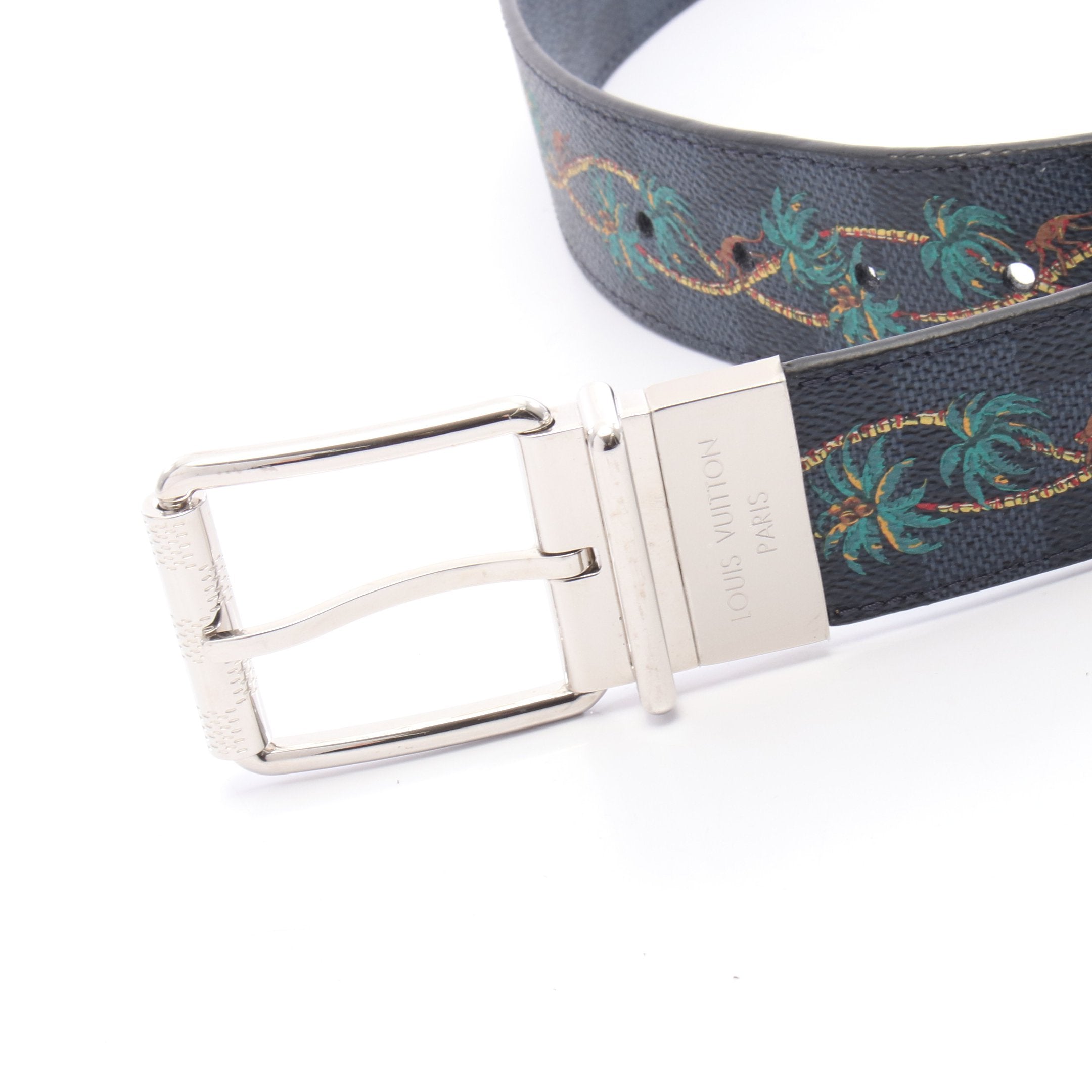 サンチュール ダミエプリント 40MM ベルト PVC ブラック マルチカラー