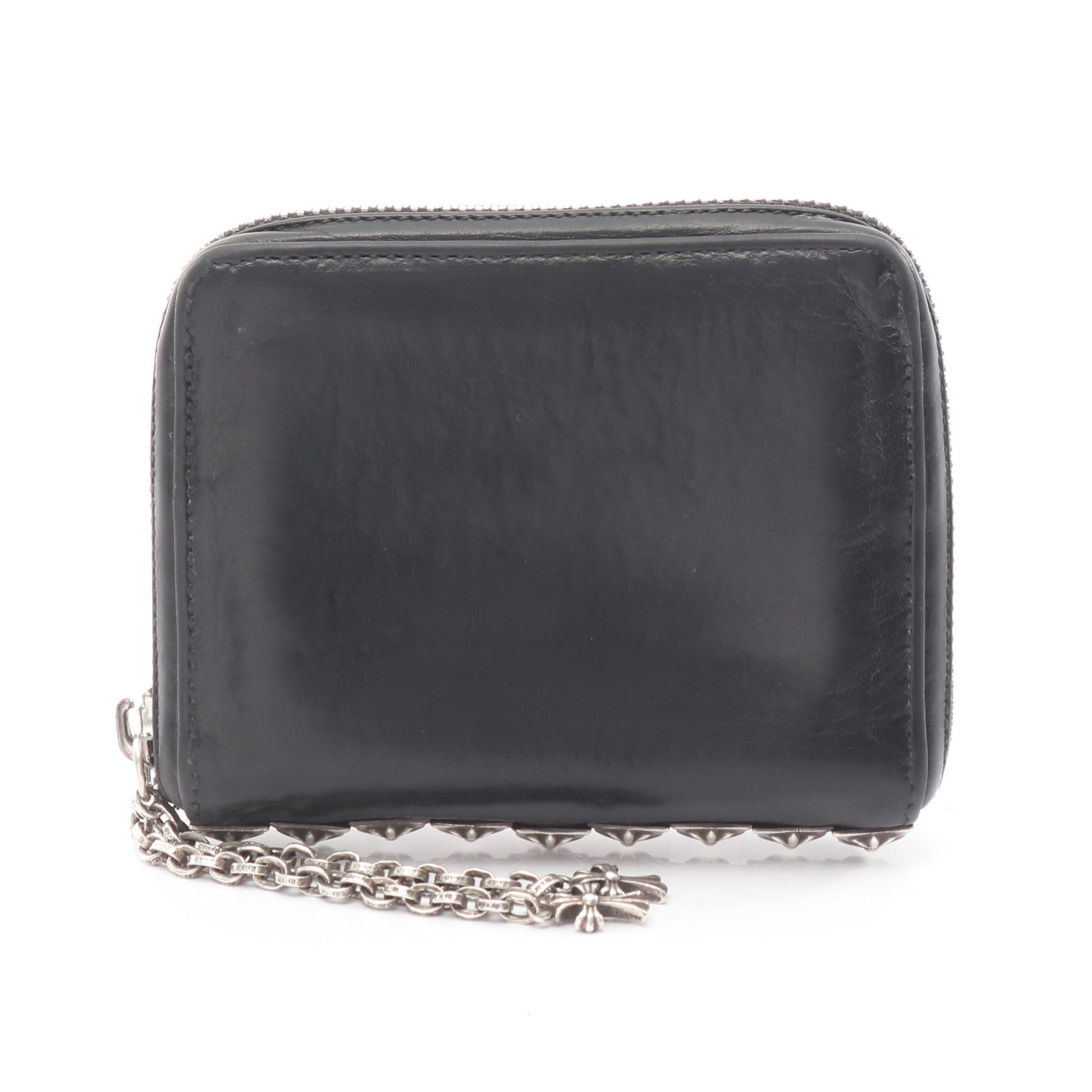 ピラミッドスタッズ コインケース ラウンドファスナー財布 レザー ブラック クロムハーツ 財布・小物 Chrome Hearts