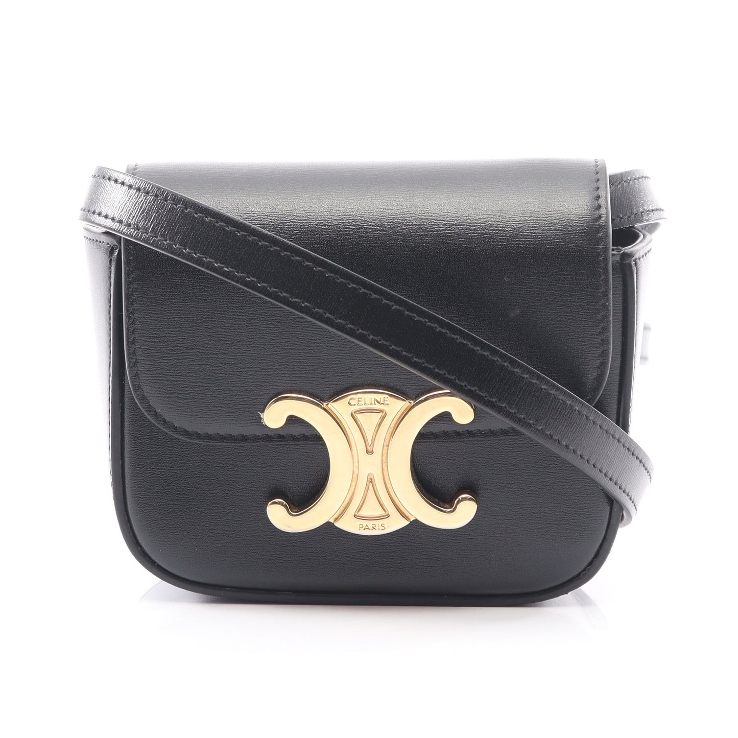 ミニクロード トリオンフ ショルダーバッグ レザー ブラック セリーヌ バッグ CELINE