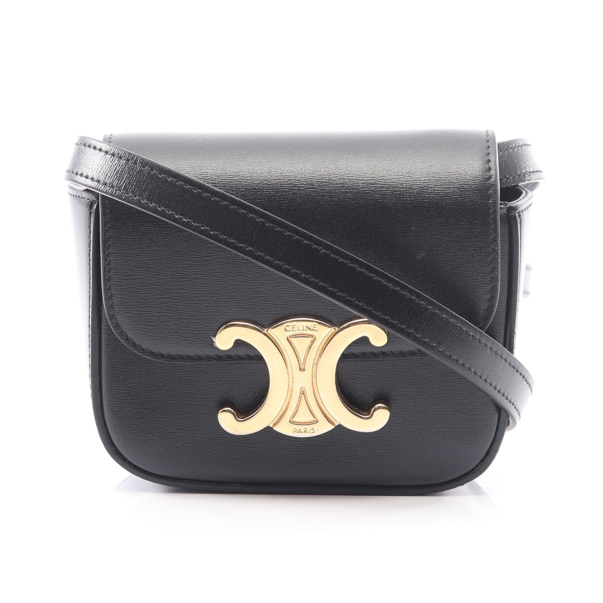 ミニクロード トリオンフ ショルダーバッグ レザー ブラック セリーヌ バッグ CELINE