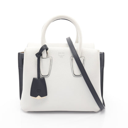 MILLA ミラ ハンドバッグ レザー ホワイト ネイビー 2WAY エムシーエム バッグ MCM