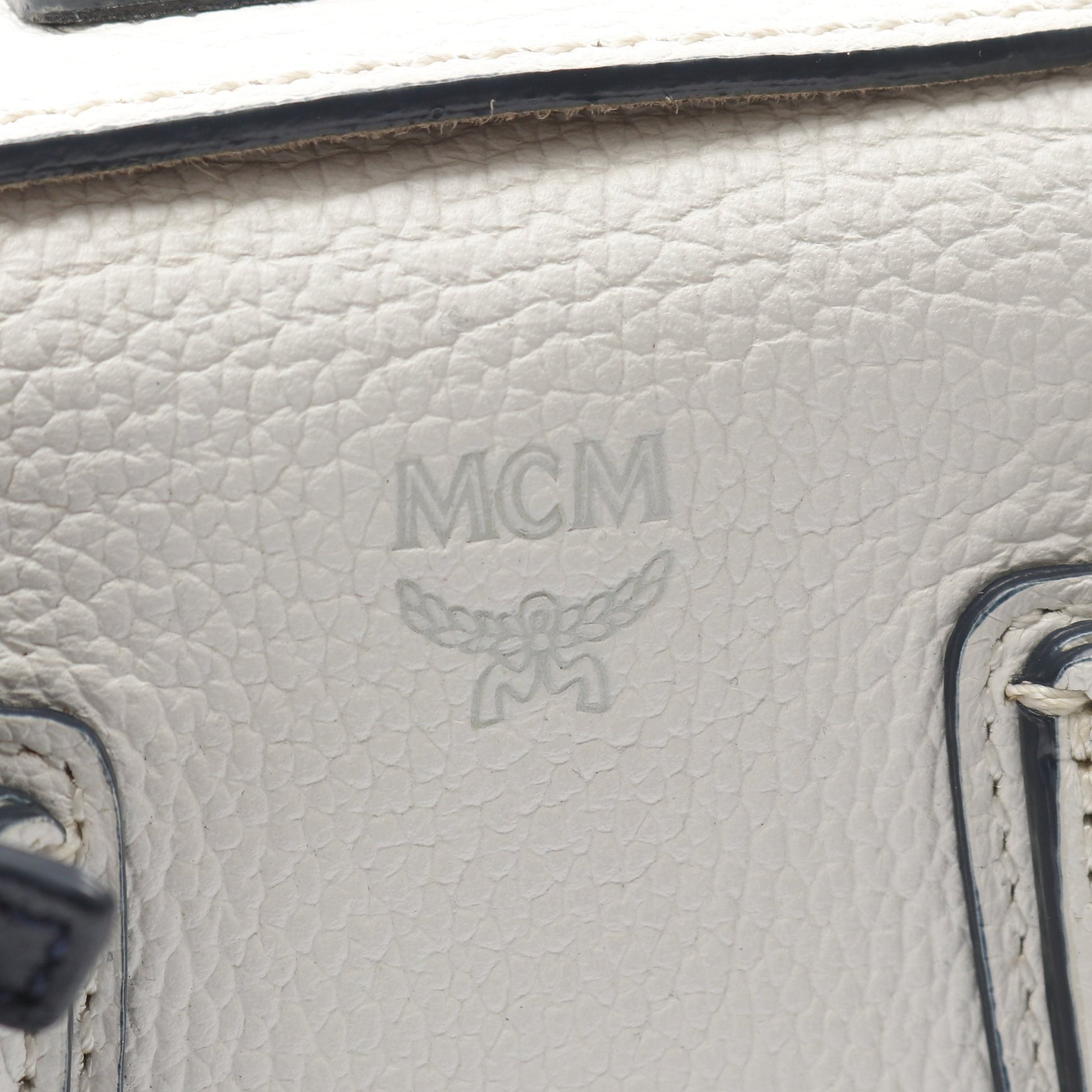 MILLA ミラ ハンドバッグ レザー ホワイト ネイビー 2WAY エムシーエム バッグ MCM