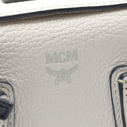 MILLA ミラ ハンドバッグ レザー ホワイト ネイビー 2WAY エムシーエム バッグ MCM