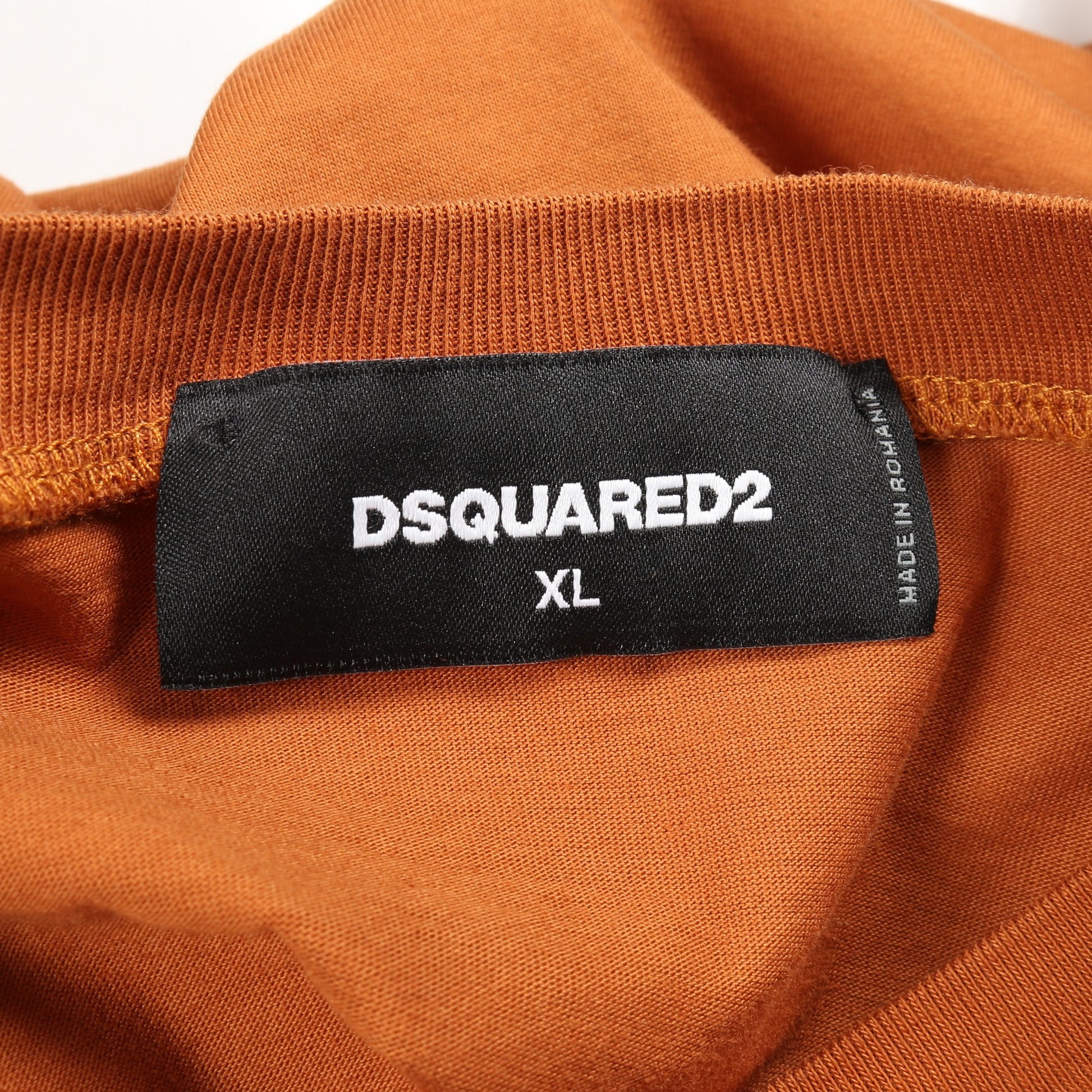 Tシャツ クルーネック 半袖 ロゴ コットン ライトブラウン ディースクエアード トップス DSQUARED2