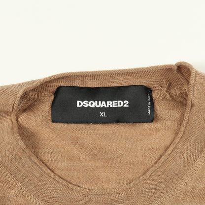 セーター ニット クルーネック ウール ライトブラウン ディースクエアード トップス DSQUARED2