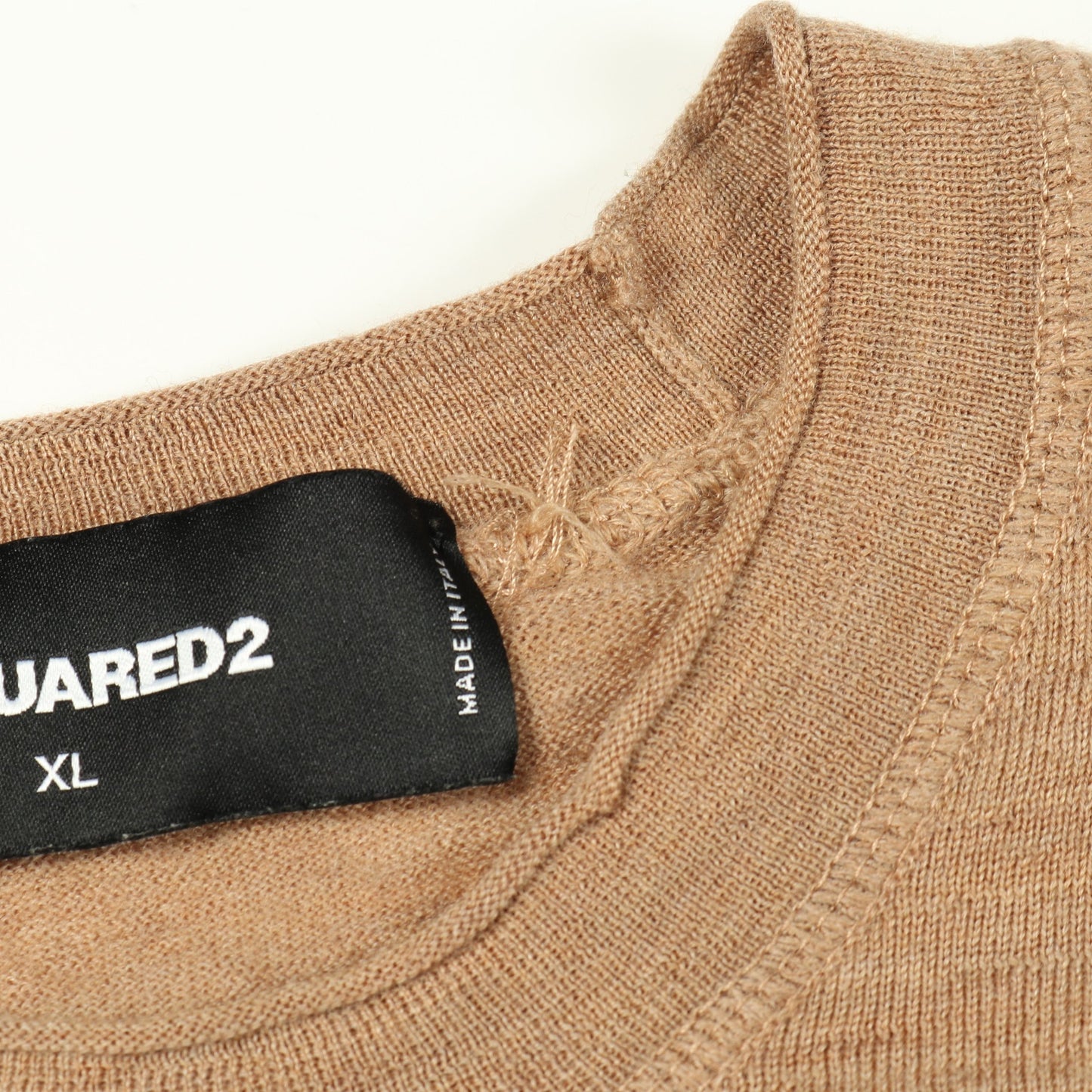 セーター ニット クルーネック ウール ライトブラウン ディースクエアード トップス DSQUARED2
