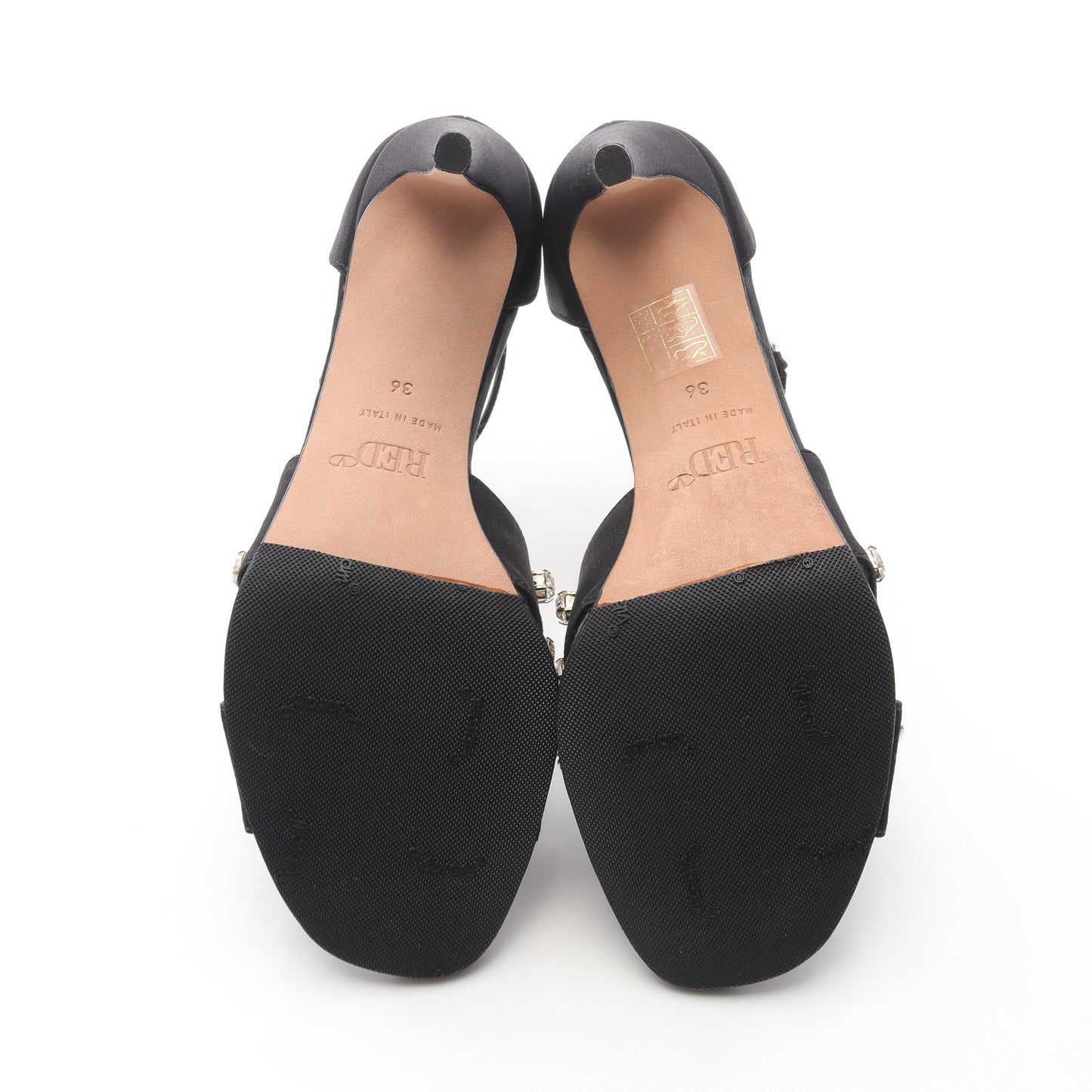 サンダル ハート ビジュー サテン ブラック レッドヴァレンティノ シューズ RED VALENTINO