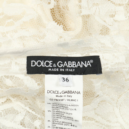 ワンピース 総レース コットン ナイロン シルク ホワイト 切替 インナー付き ドルチェアンドガッバーナ ワンピース DOLCE&GABBANA