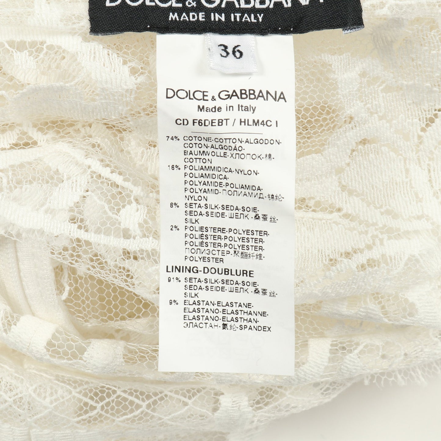 ワンピース 総レース コットン ナイロン シルク ホワイト 切替 インナー付き ドルチェアンドガッバーナ ワンピース DOLCE&GABBANA