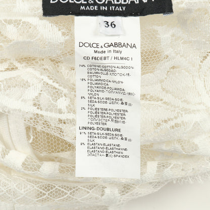 ワンピース 総レース コットン ナイロン シルク ホワイト 切替 インナー付き ドルチェアンドガッバーナ ワンピース DOLCE&GABBANA