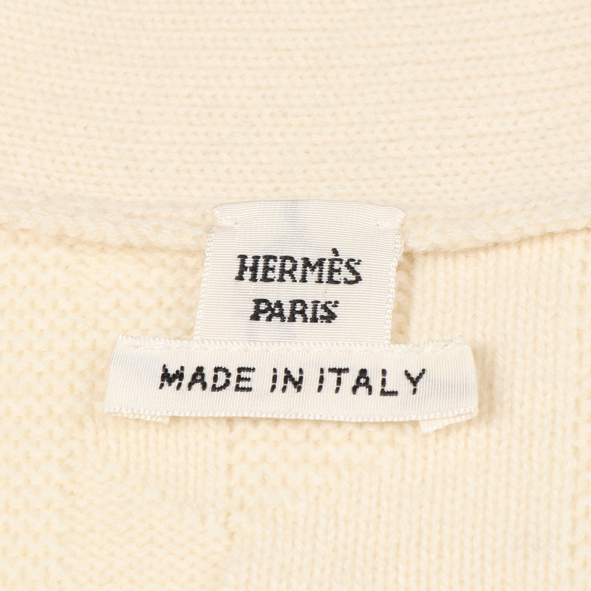ニット カーディガン 半袖 Hロゴ ウール アイボリー エルメス トップス HERMES