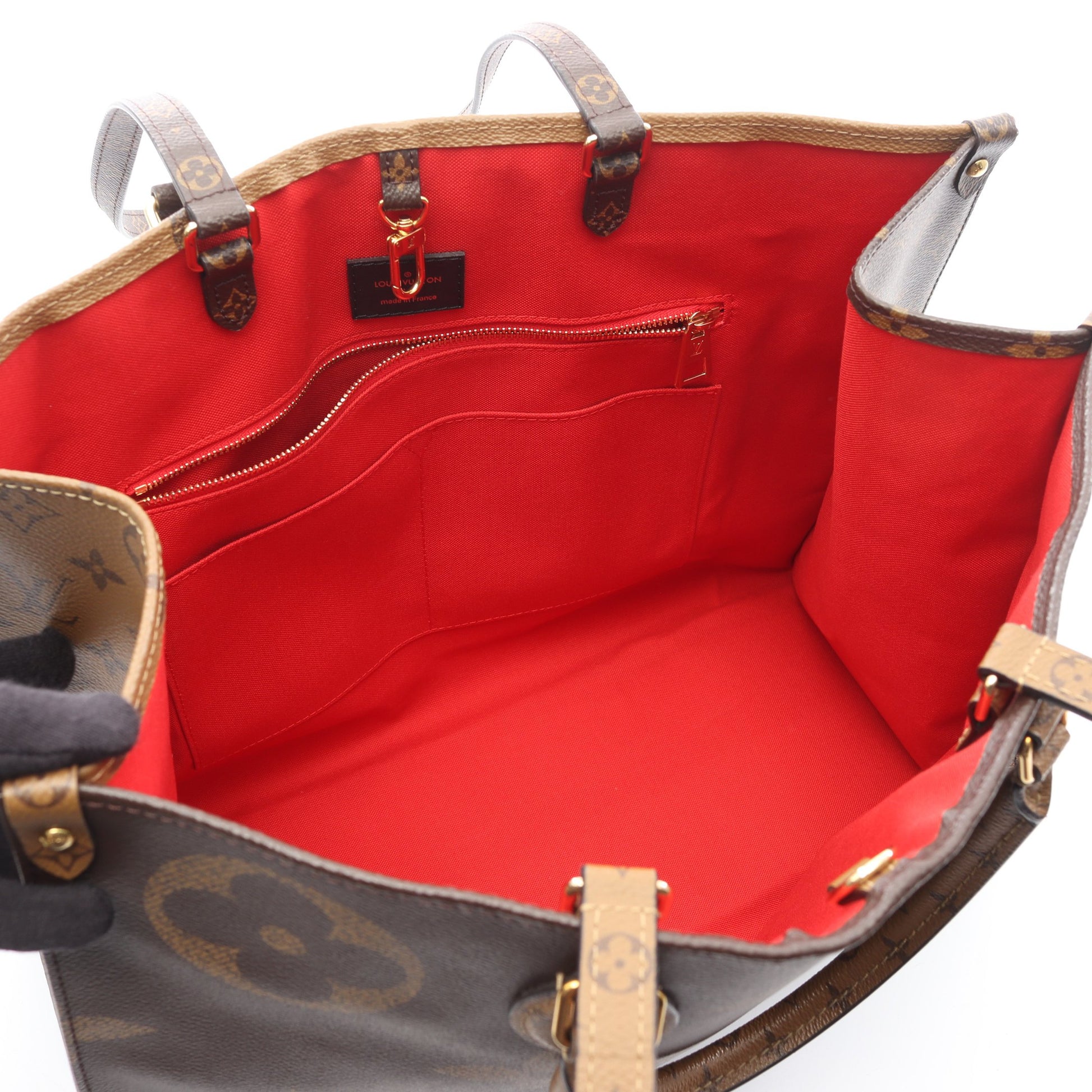 オンザゴーGM モノグラムジャイアント リバース ショルダーバッグ トートバッグ PVC ブラウン ベージュ 2WAY ルイヴィトン バッグ LOUIS VUITTON