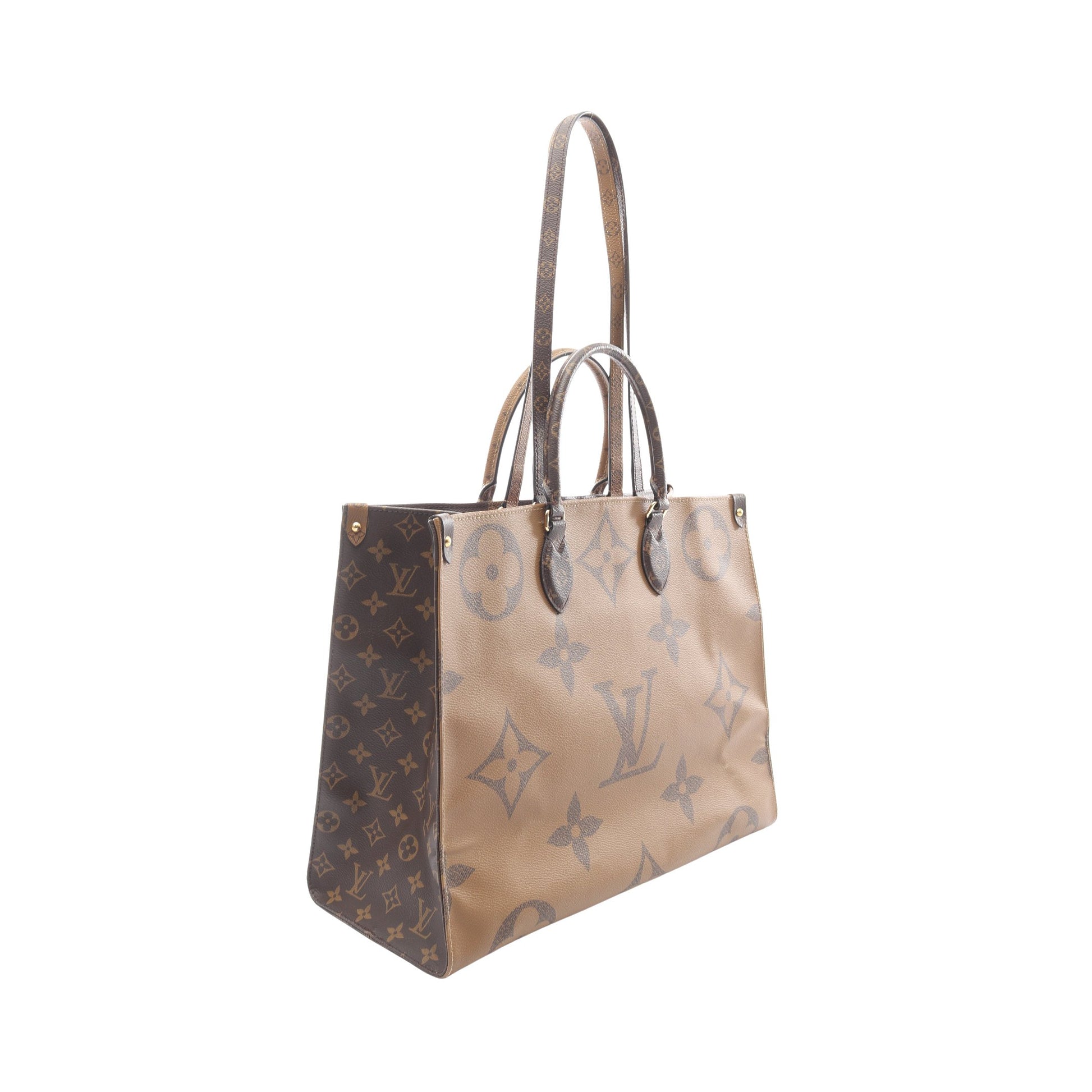 オンザゴーGM モノグラムジャイアント リバース ショルダーバッグ トートバッグ PVC ブラウン ベージュ 2WAY ルイヴィトン バッグ LOUIS VUITTON
