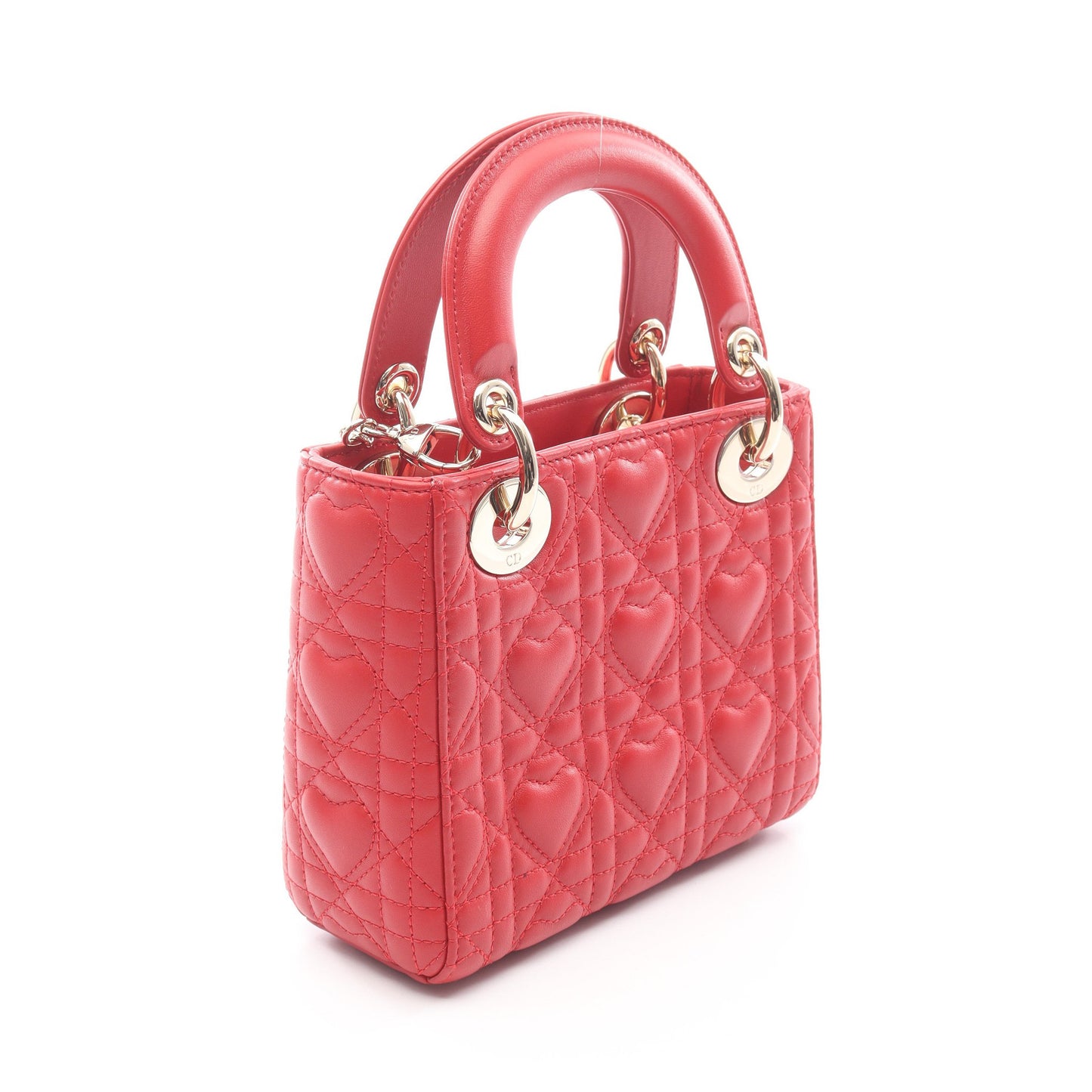 レディディオール ミニ ハートカナージュ ハンドバッグ レザー レッド 2WAY クリスチャンディオール バッグ Christian Dior