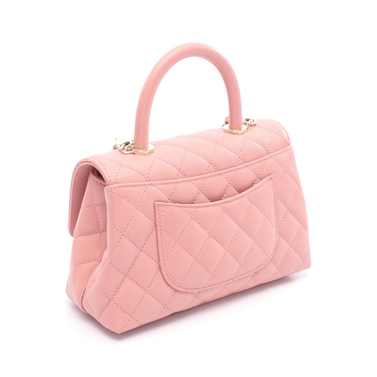 ココハンドル フラップ マトラッセ ハンドバッグ キャビアスキン ピンク ゴールド金具 シャネル バッグ CHANEL