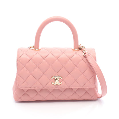 ココハンドル フラップ マトラッセ ハンドバッグ キャビアスキン ピンク ゴールド金具 シャネル バッグ CHANEL